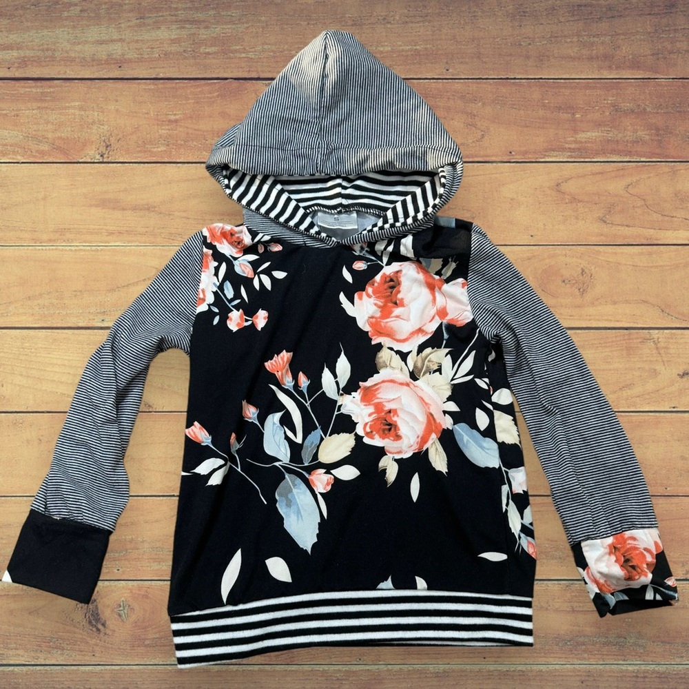 Floral Longsleeve Hoodie Shirt Girls Small